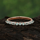 Unique Natural Moss Agate Wedding Band Half Eternity Stacking Ring